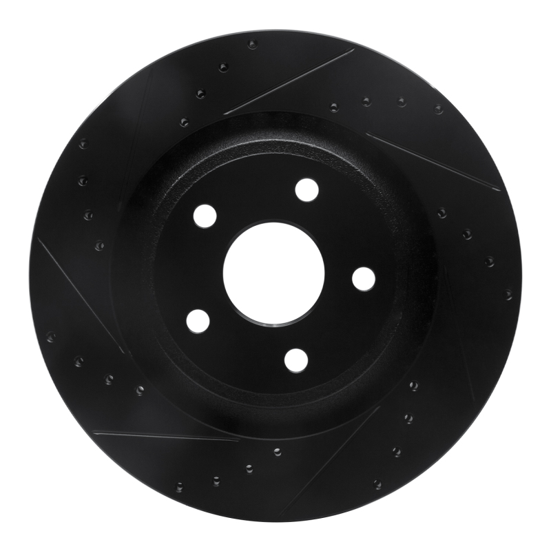 Jeep Grand Cherokee Brake Rotor (1) - Front Left - R1 Concepts - Drilled & Slotted - Black - `06-`10